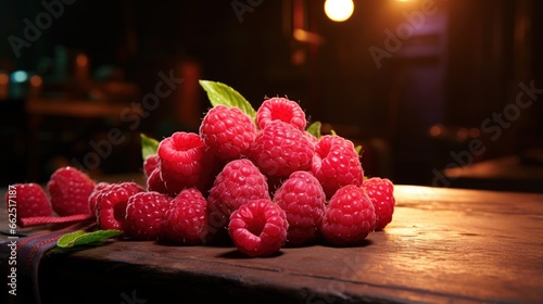 Foru raspberries realistic UHD wallpaper Stock Photographic Image photo