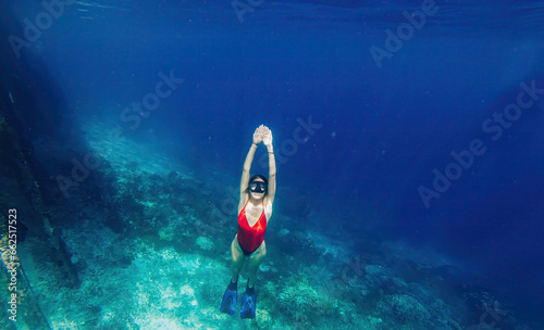 woman enjoying swim hobby during summer recreation holidays