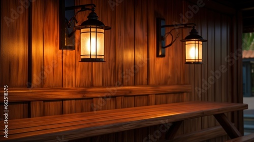 Rustic minimalist wall light for rattan bamboo UHD wallpaper Stock Photographic Image