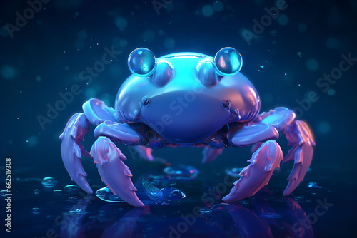 A cute small crab in blue.  Generative AI 