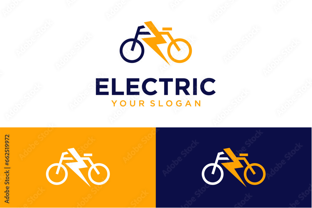 Fototapeta premium electric logo design with bicycle