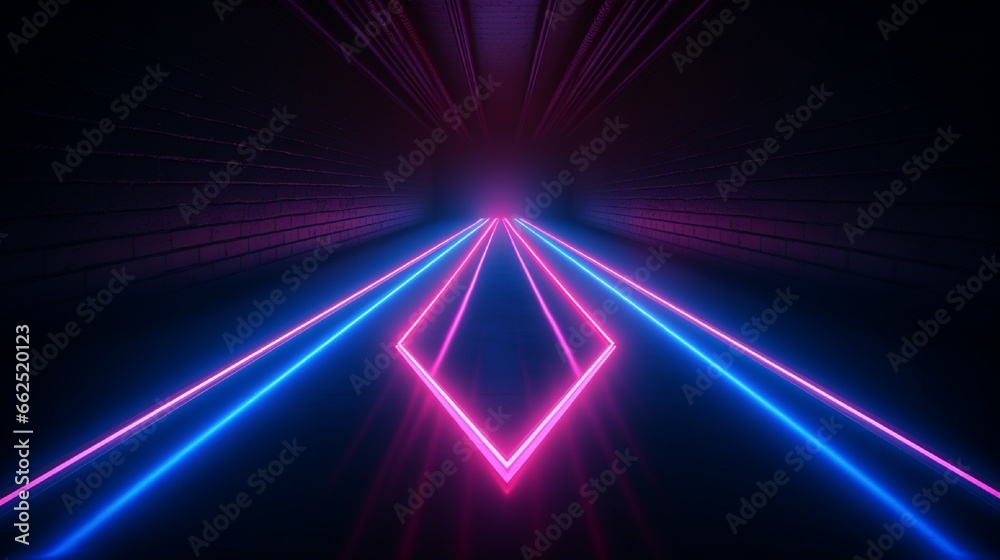Neon light arrow direction in perspective Neon light arrow direction in perspective