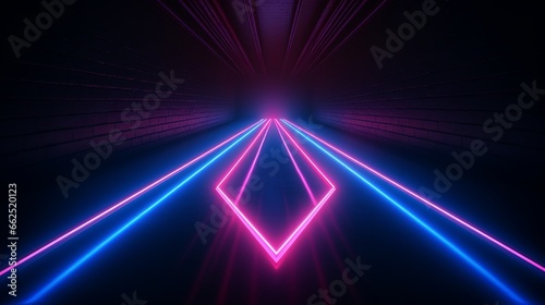 Neon light arrow direction in perspective