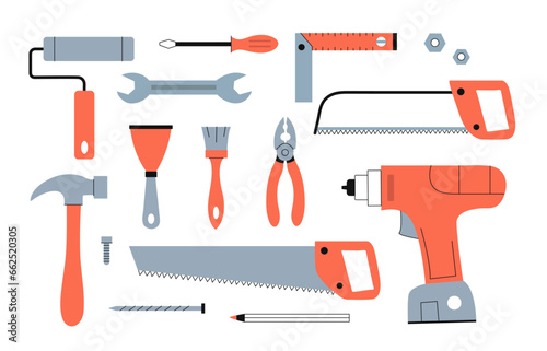 Various working tools vector set