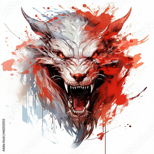Chinese Dragon red paint splash