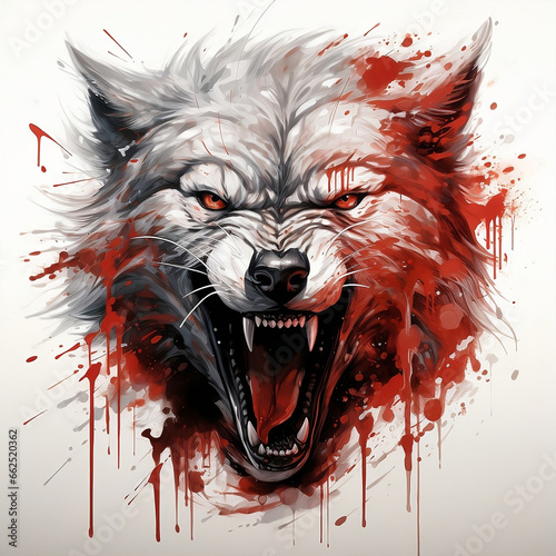 wolf red paint splash
