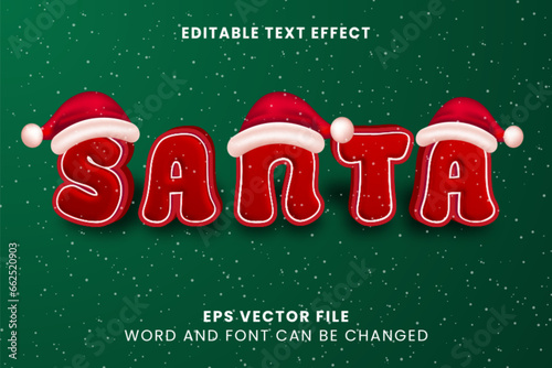Santa Claus Christmas Day 3D Editable Vector Text Effect photo