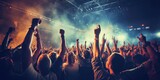 A crowd of people at a live rock concert or party event. Generative AI