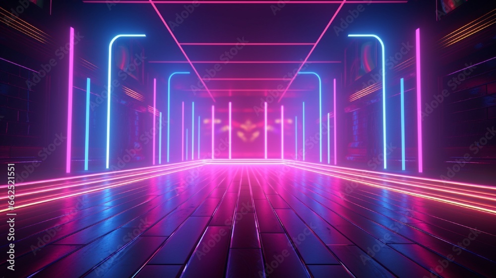 Realistic moving neon lights background
