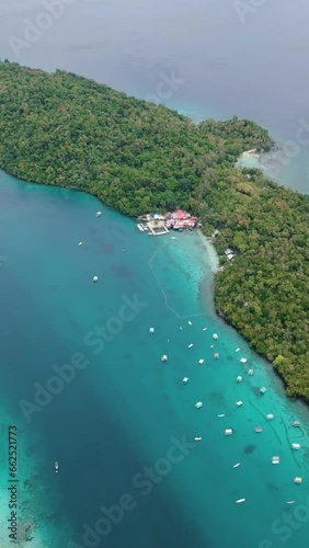 Aerial drone of tropical islands with beaches and lagoons. Rubiah Island and Weh Island. Aceh, Indonesia. photo