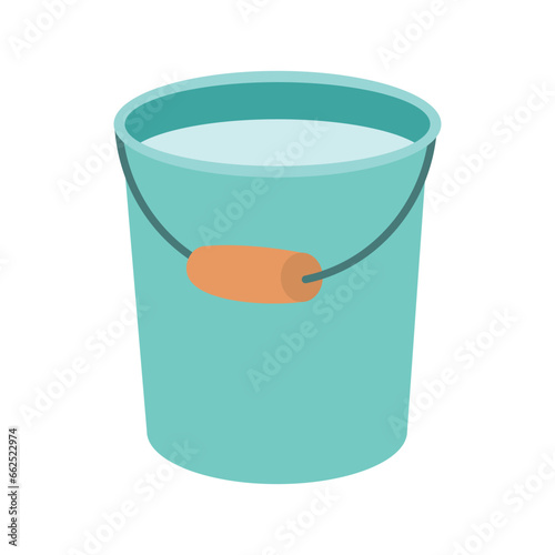 bucket filled with water flat vector illustration