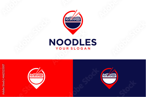 noodle logo design with pin or location