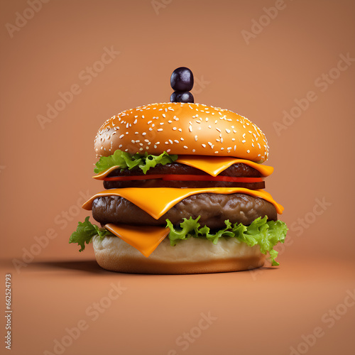 hamburger on black background