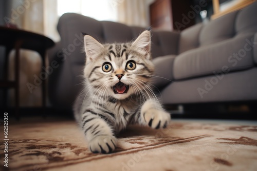 cute cat playing at home © fledermausstudio