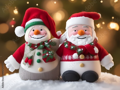 Christmas and New Year greeting card with a happy visit to the snowman area again in winter to meet snow