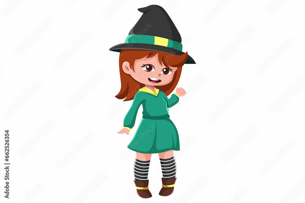 Cute Little Witch Character Design Illustration