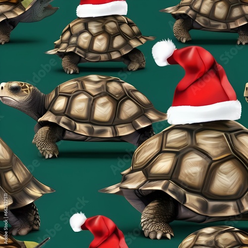 A pair of tortoises in Santa hats, having a slow and steady holiday race1 photo