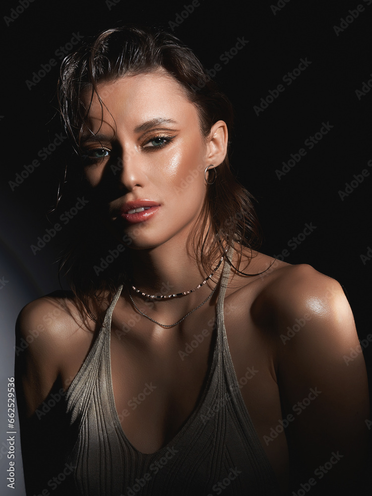 beautiful girl with wet hair. pretty young woman beautiful girl with wet hair. pretty young woman