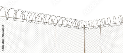 Quadro em tela The fence is a wire mesh lattice, with barbed wire wrapped on top to restrict climbing