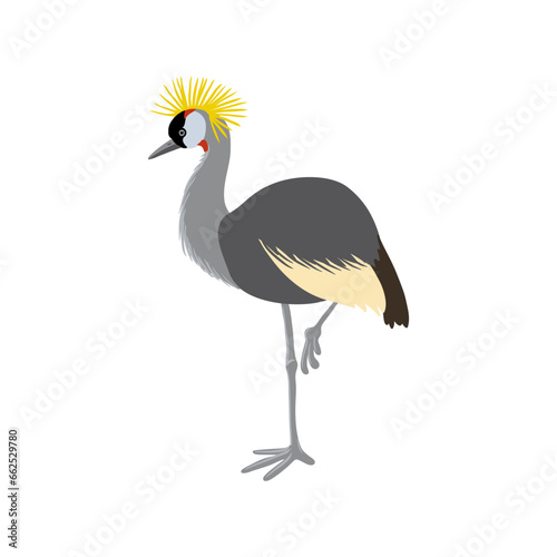vector drawing sketch of bird  hand drawn black crowned crane   isolated nature design element