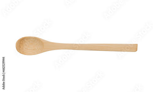 A small wooden spoon isolated on a white background.