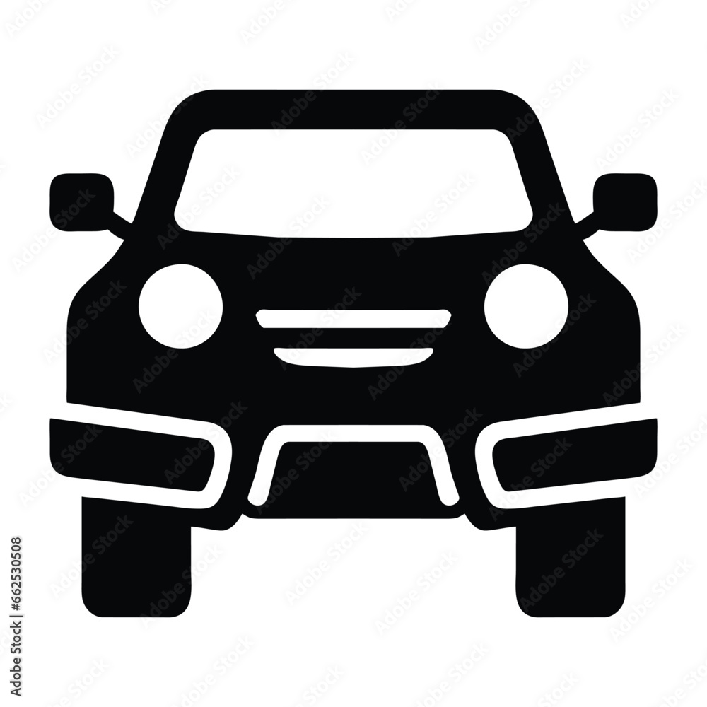 SUV car icon, front view, silhouette pictogram Summer family, vector illustration isolated on white background