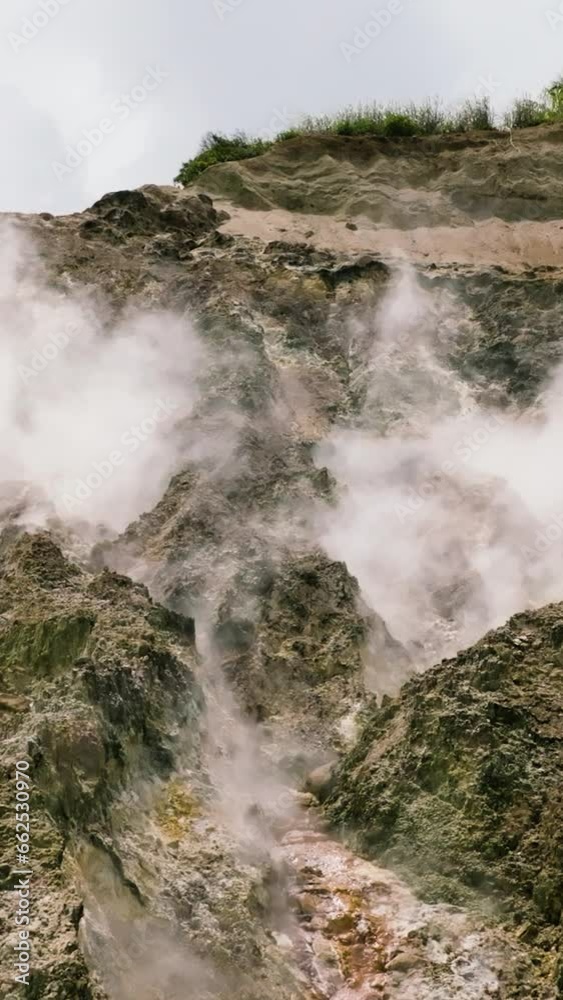 Active volcano with smoke and sulfur gases. Slow motion. Mag-Aso Volcanic Steam Spring. Negros, Philippines. Active volcano with smoke and sulfur gases. Slow motion. Mag-Aso Volcanic Steam Spring. Negros, Philippines.
