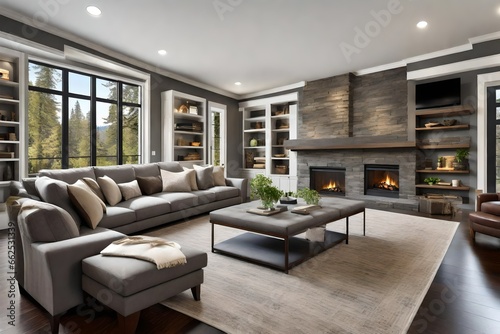 small modern living room with fireplace © Asad