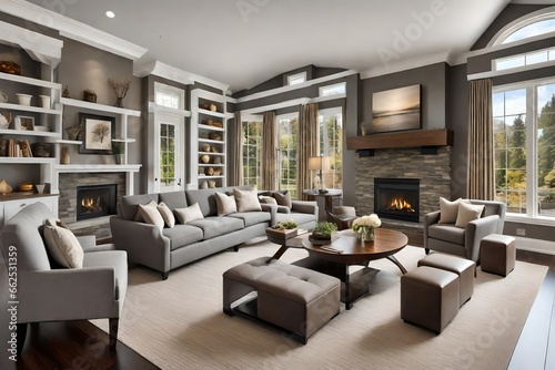 small modern living room with fireplace © Asad