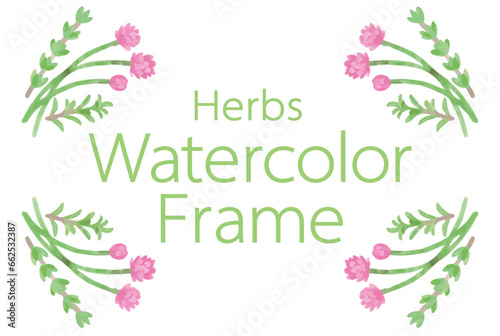 アロマに使われるハーブ・植物のイラスト・フレーム。ベクター素材
