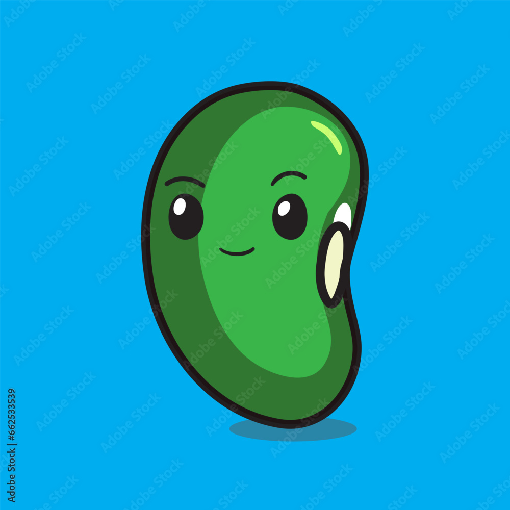 green beans cartoon with cute face , emoji green beans cartoon with cute face , emoji
