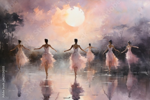 Graceful moonlit dancers  moving in perfect synchrony with the celestial rhythms - Generative AI