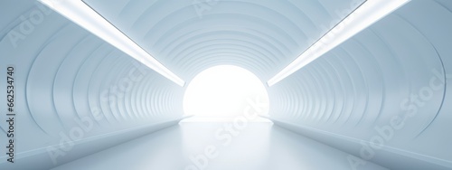 White background 3D room light abstract space technology tunnel stage floor. Empty white future 3D neon background studio futuristic corridor render modern interior silver road black wall design gray