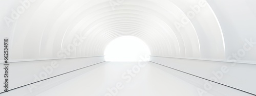 White background 3D room light abstract space technology tunnel stage floor. Empty white future 3D neon background studio futuristic corridor render modern interior silver road black wall design gray