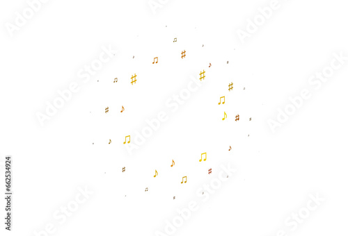 Light Yellow, Orange vector texture with musical notes.