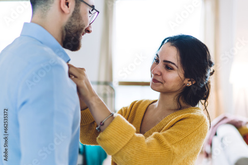 Woman taking care of husband at home