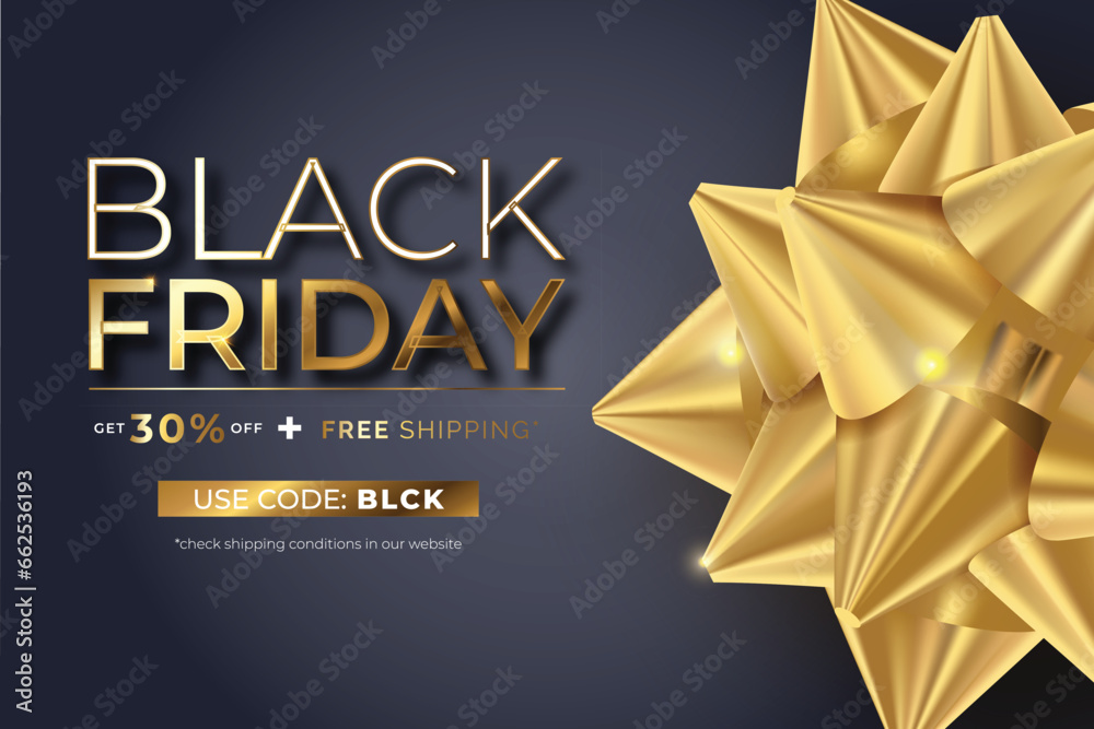 realistic black friday banner with black bow golden text realistic black friday banner with black bow golden text