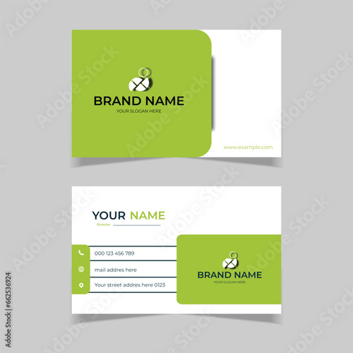 elegant business card design template green and white color