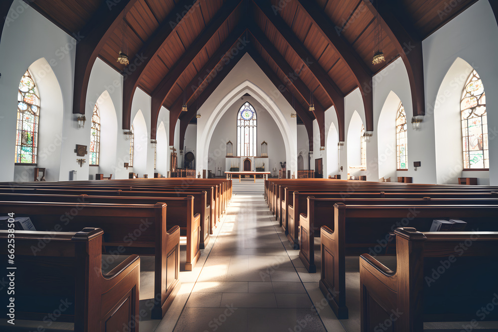 Fototapeta premium Empty or nobody in Christians church