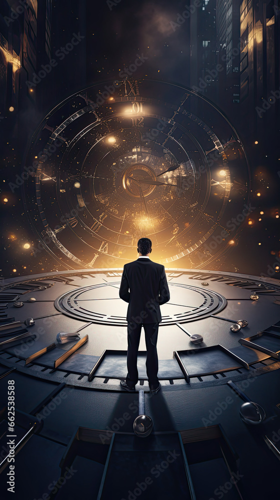 Obraz premium Ticking Tactics: The Clock’s Call in Corporate Choices