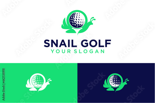 snail logo design with golf