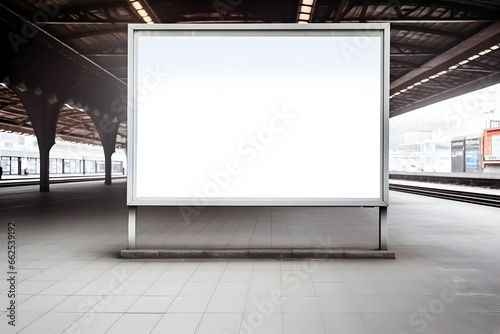 Empty blank mockup billboard or advertising street poster on city background