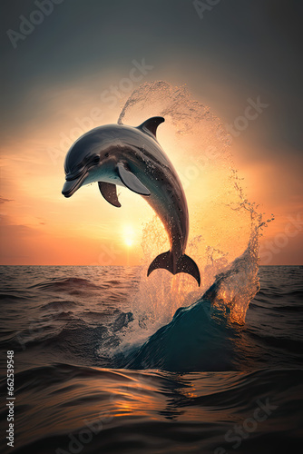 Sunset Leap: A Joyful Dolphin Ascends Amidst the Warm Glow of Dusk © Creative Valley