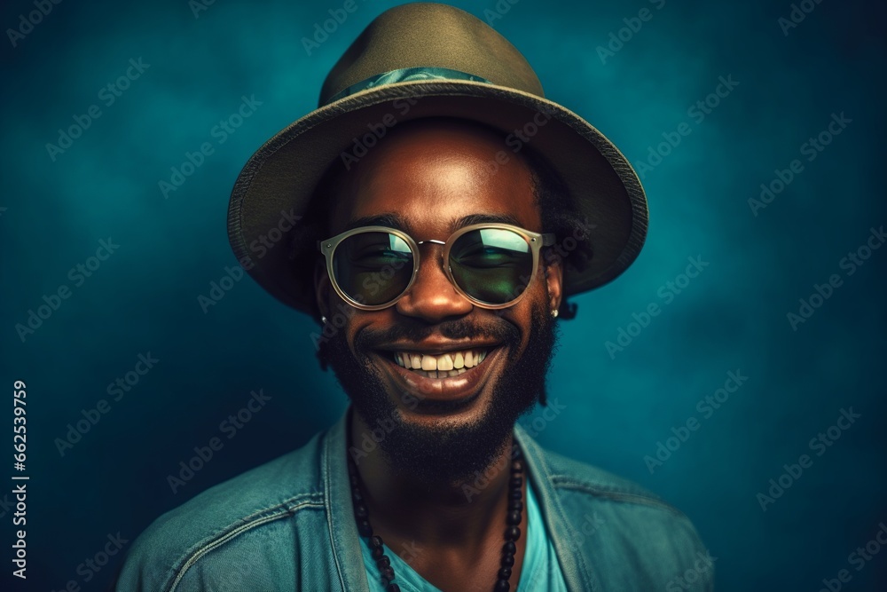 Cheerful black man in stylish sunglasses Cheerful black man in stylish sunglasses