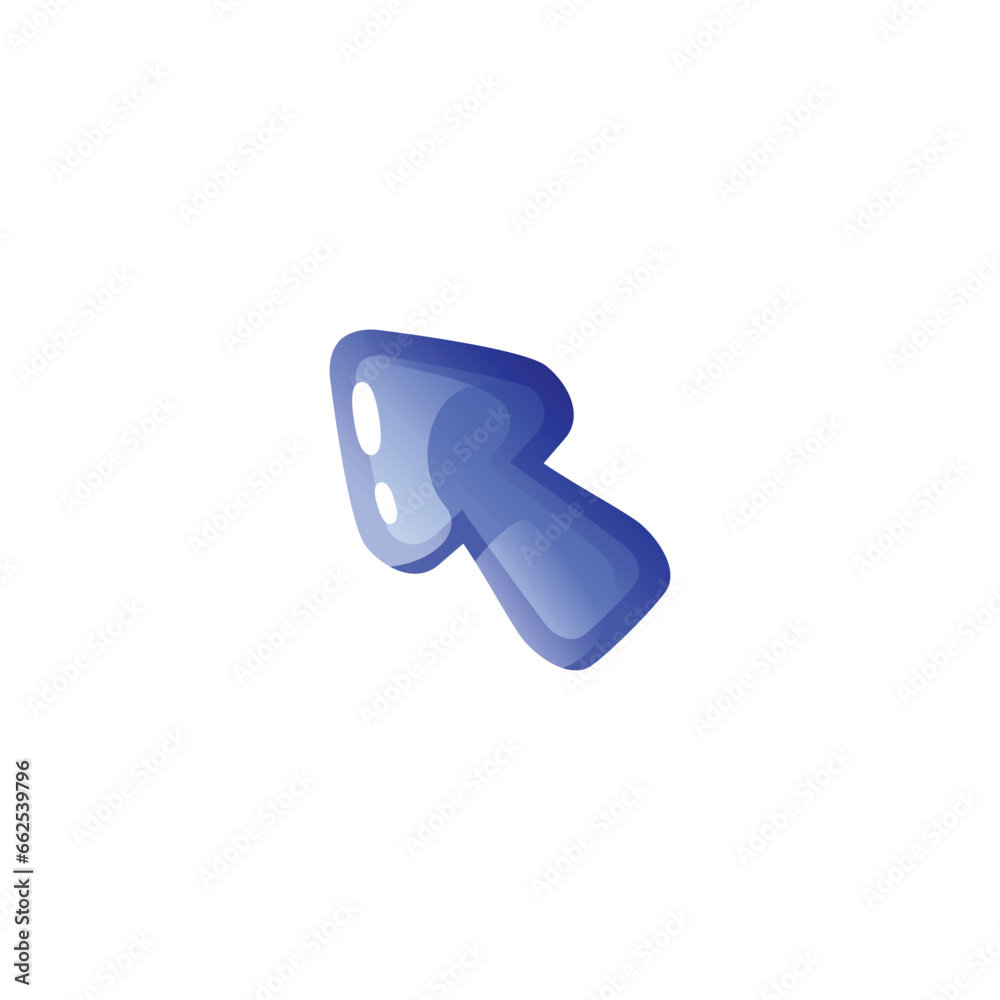 Gloss shiny blue arrow, flat vector illustration, isolated game item. Gloss shiny blue arrow, flat vector illustration, isolated game item.