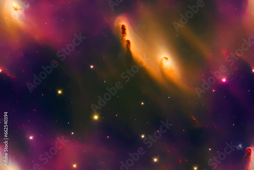 Nebula and galaxies in space. Abstract cosmos background. AI generated content