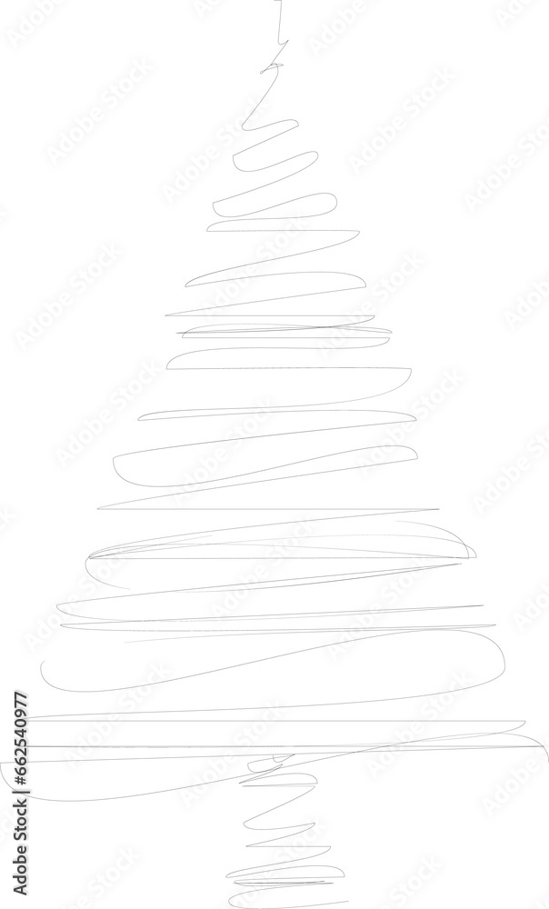Fototapeta premium Hand drawn doodle line art christmas tree.