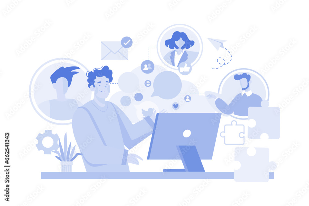 Businessman Talks To A Colleague About A Social Marketing Plan Businessman Talks To A Colleague About A Social Marketing Plan