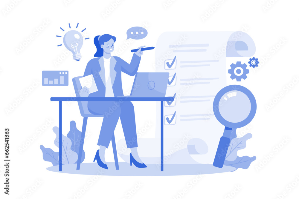 Female employee working on the tasklist