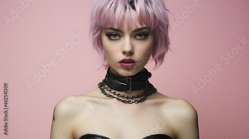 Model in Gothic Attire with Choker